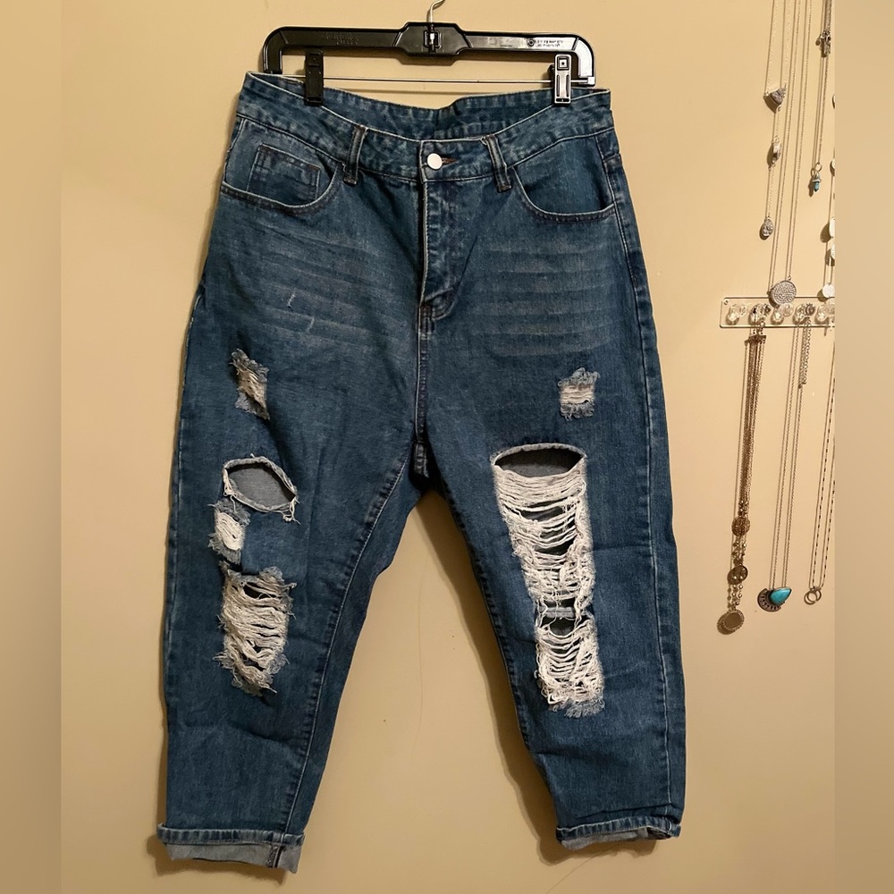 Shein Wide Leg Ripped Jeans